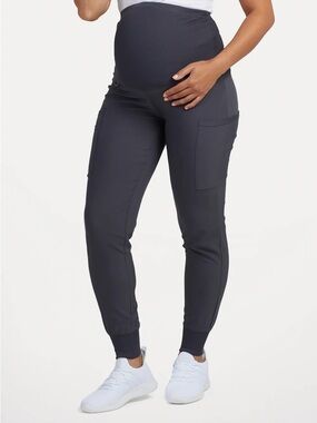 Landau Pewter 3-Pocket Rib Knit Waistband Cargo Maternity Jogger